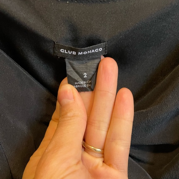 Black silk Club Monaco Slip dress adjustable straps bow baby doll empire waist - Picture 7 of 9